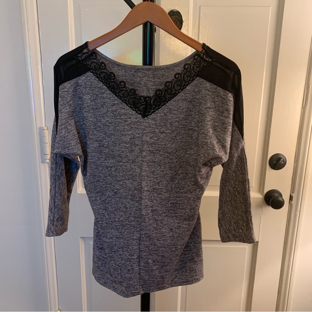 Lace trimmed knit top